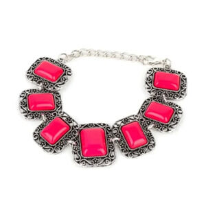 New Pink Beaded Silver Chain Casual Bracelet Women's Jewelry
